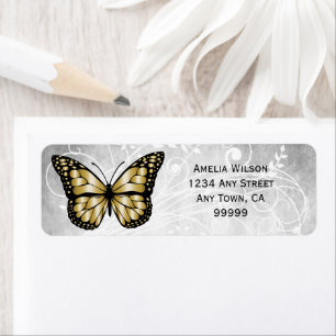 Brilliant Gold Butterfly Address Label