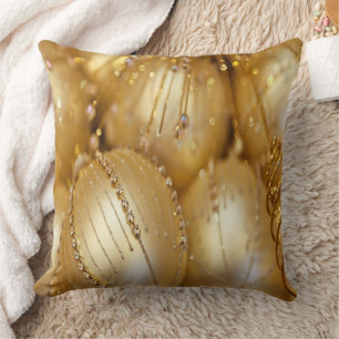 Brilliant Gold Christmas Bulbs Cushion