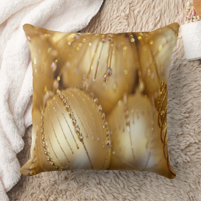 Brilliant Gold Christmas Bulbs Cushion (Blanket)