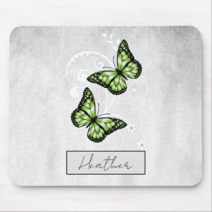 Brilliant Green Butterflies Mouse Mat