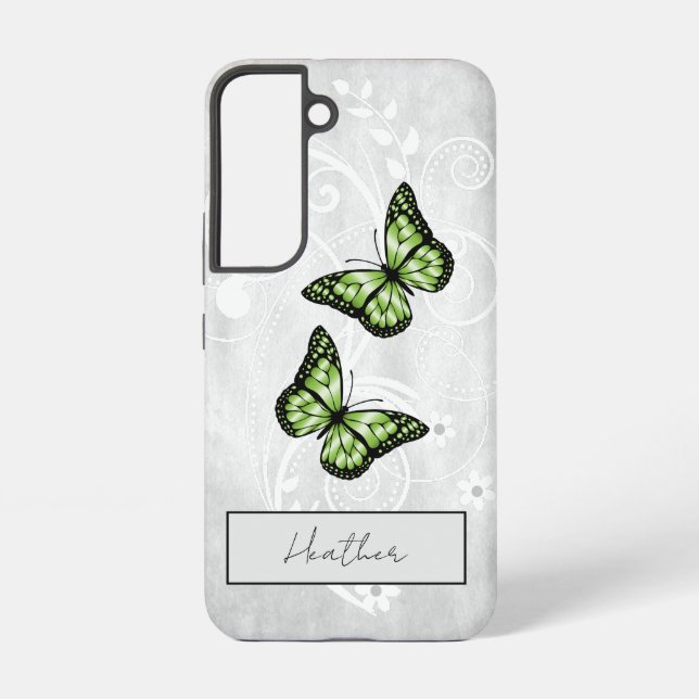 Brilliant Green Butterflies Samsung Galaxy S22 Case (Back)