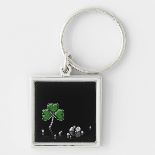 Brilliant Happy St. Patrick's Day Diamonds Key Ring (Front)