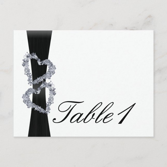 Brilliant Hearts: Black Ribbon and D Table Number Postcard (Front)