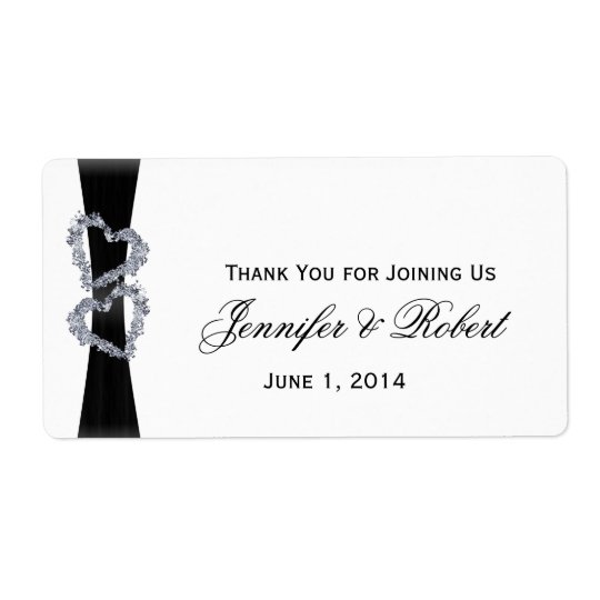 Brilliant Hearts: Black Ribbon Water Bottle Label Shipping Label