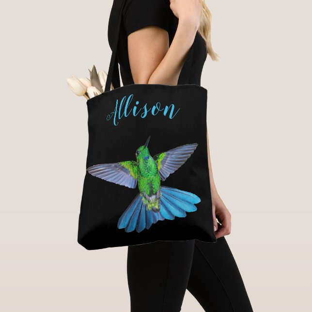 Brilliant Hummingbird Customized Name Tote Bag (Close Up)