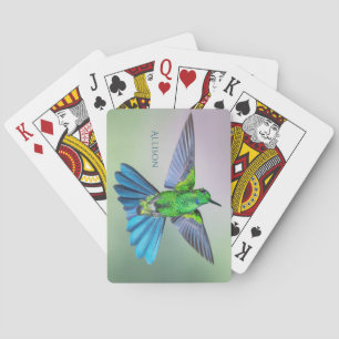 Brilliant Hummingbird Flying Personalised Name Playing Cards
