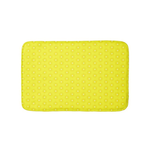 Brilliant Lemon Yellow Sunshine Stars Pattern Bath Mat (Front)