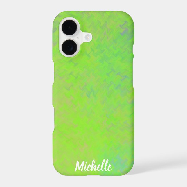 Brilliant Lime Green Artsy Marbling Personalised (Back)