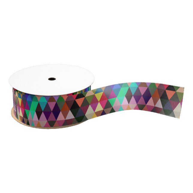 Brilliant Multi-Colour Triangle Geometric Seamless Grosgrain Ribbon (Spool)
