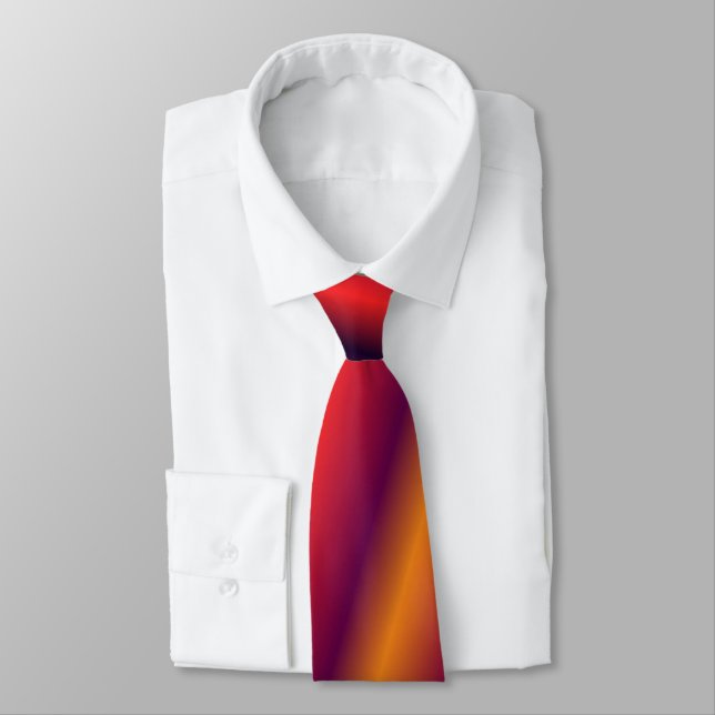 Brilliant Orange and Purple Striped Tie (Tied)