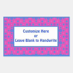 Brilliant Pink and Blue Dots on Magenta Rectangular Sticker