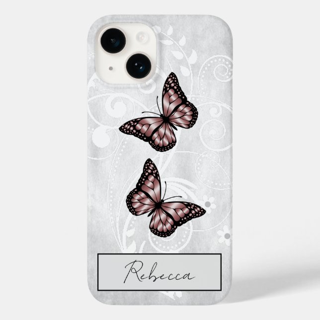 Brilliant Pink Butterflies Case-Mate iPhone Case (Back)
