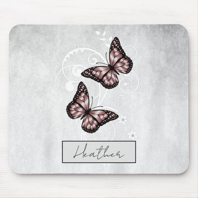 Brilliant Pink Butterflies Mouse Mat (Front)