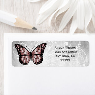 Brilliant Pink Butterfly Address Label