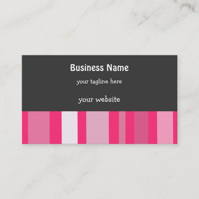 Brilliant Pink Stripes Business Card (Front)