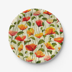Brilliant Poppies Paper Plate