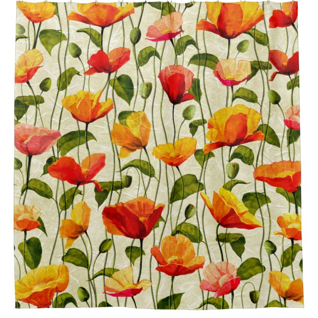 Brilliant Poppies Shower Curtain (Front)