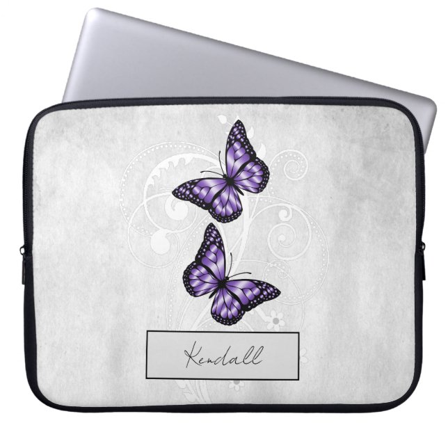 Brilliant Purple Butterflies Laptop Sleeve (Front)