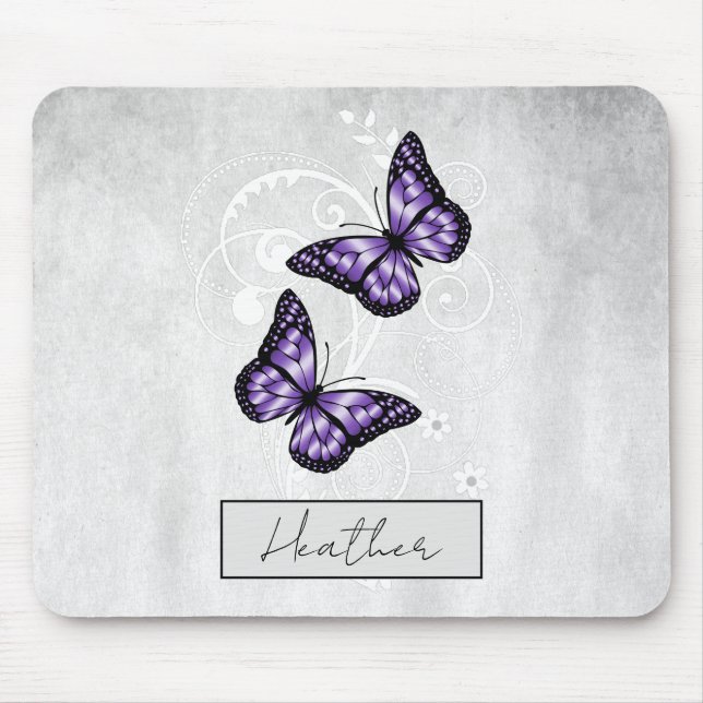 Brilliant Purple Butterflies Mouse Mat (Front)