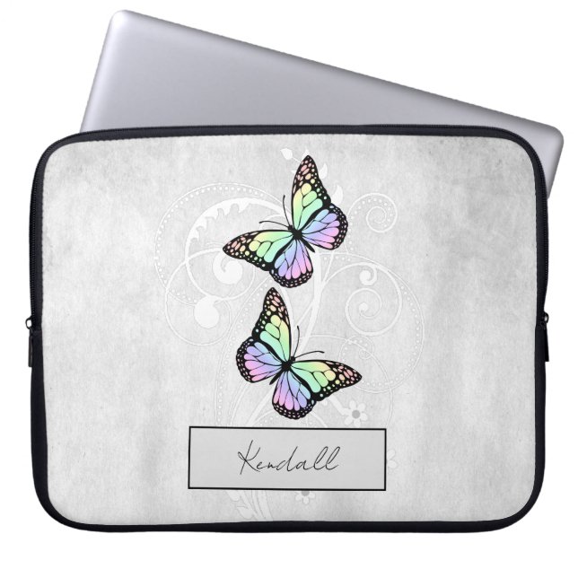 Brilliant Rainbow Butterflies Laptop Sleeve (Front)