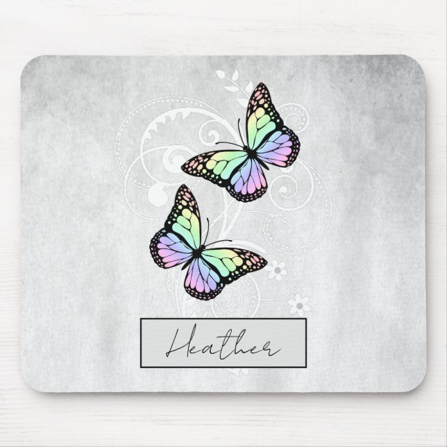 Brilliant Rainbow Butterflies Mouse Mat (Front)