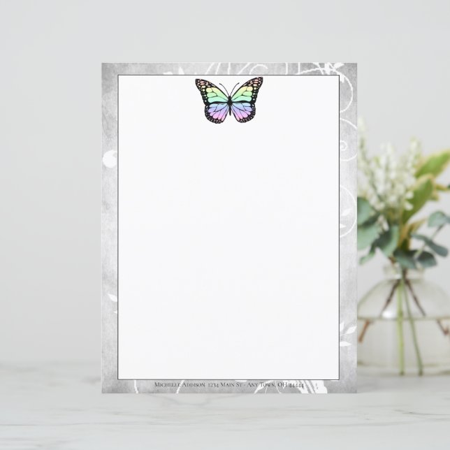 Brilliant Rainbow Butterfly Stationery (Standing Front)