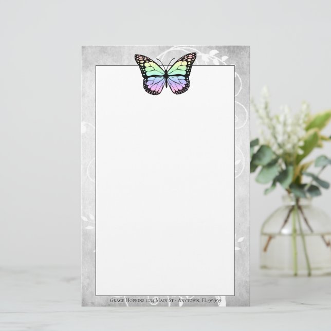 Brilliant Rainbow Butterfly Stationery (Standing Front)
