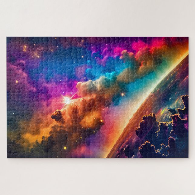 Brilliant Rainbow Heavenly Cloudy Universal Sky Jigsaw Puzzle (Horizontal)