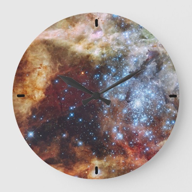 Brilliant Rainbow Nebula 30 Doradus Large Clock (Front)