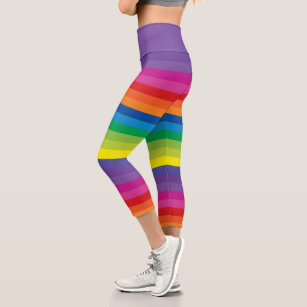 Rainbow Striped Leggings for Women Teen Girls Simple Easy