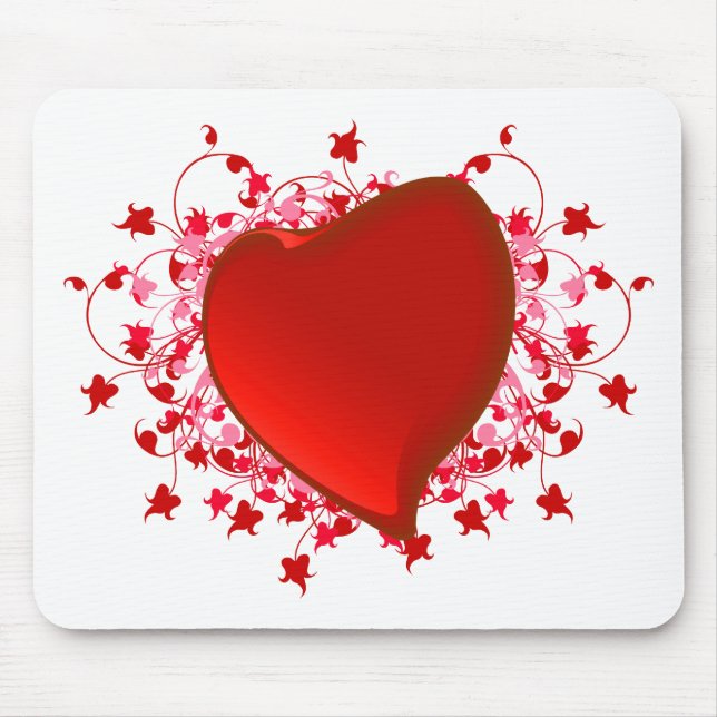 Brilliant Red Heart Mouse Mat (Front)
