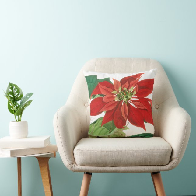 Brilliant Red Poinsettia Botanical Cushion (Chair)