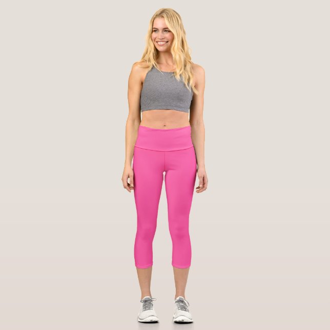 Brilliant rose  (solid colour)  capri leggings (Front)