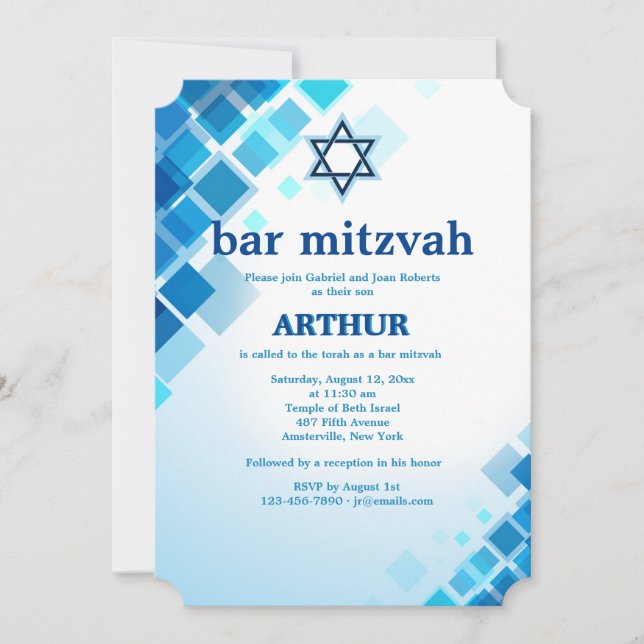 Brilliant Squares Bar Mitzvah Invitation (Front)
