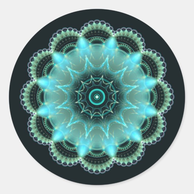 Brilliant star fractal mandala classic round sticker (Front)