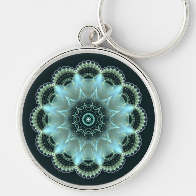 Brilliant star fractal mandala key ring (Front)