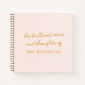 Brilliant Teacher | Modern Blush Pink and Gold Notebook (Front)