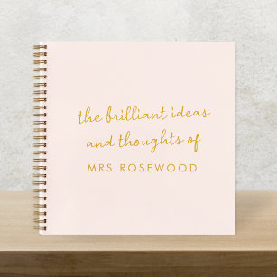 Brilliant Teacher   Modern Blush Pink and Gold Notebook