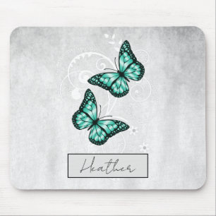 Brilliant Teal Butterflies Mouse Mat