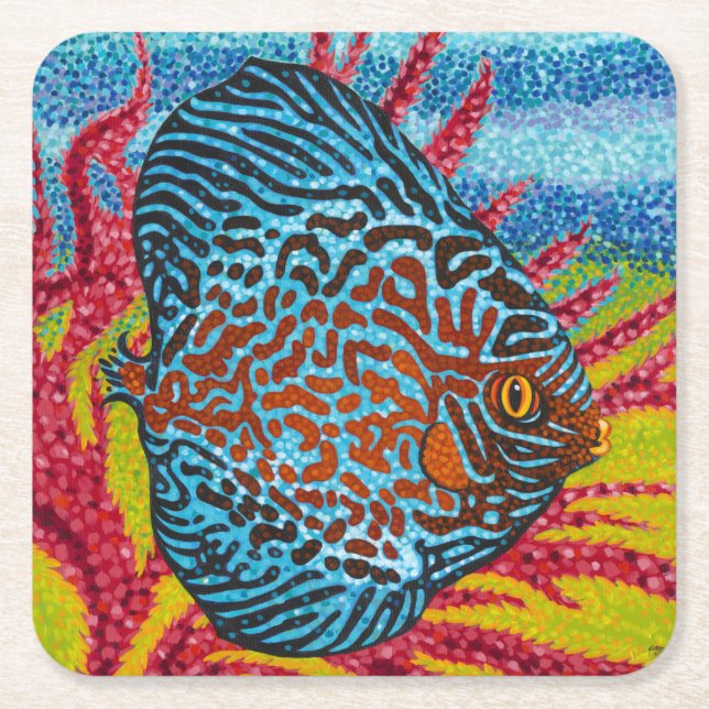 Brilliant Tropical Fish II Square Paper Coaster (Front)