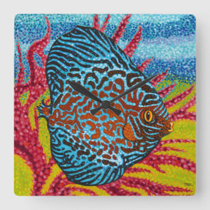 Brilliant Tropical Fish II Square Wall Clock