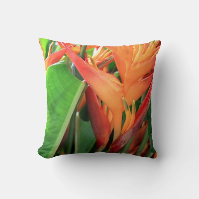 Brilliant Tropical Heliconia Florals Cushion (Front)