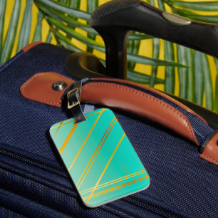 Brilliant Turquoise and Gold Personalised  Luggage Tag