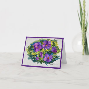 brilliant watercolor violas note card