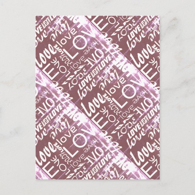 Brilliant White and Pink Classic Love Words Postcard (Front)