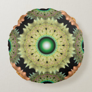 Brilliant yellow frilly decoration round cushion