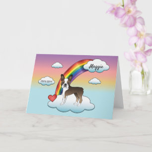 Brindle And White Boston Terrier Rainbow Memorial Card