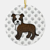 Brindle And White Staffordshire Bull Terrier Dog Ceramic Tree Decoration (Front)