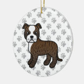 Brindle And White Staffordshire Bull Terrier Dog Ceramic Tree Decoration (Left)