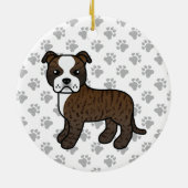 Brindle And White Staffordshire Bull Terrier Dog Ceramic Tree Decoration (Back)